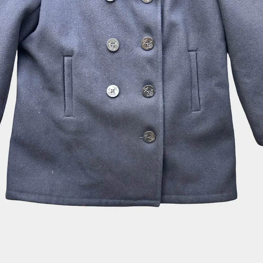Vintage Fox Knapp Men’s Blavy Wool Peacoat Size 42 USA Made Double Breasted Coat